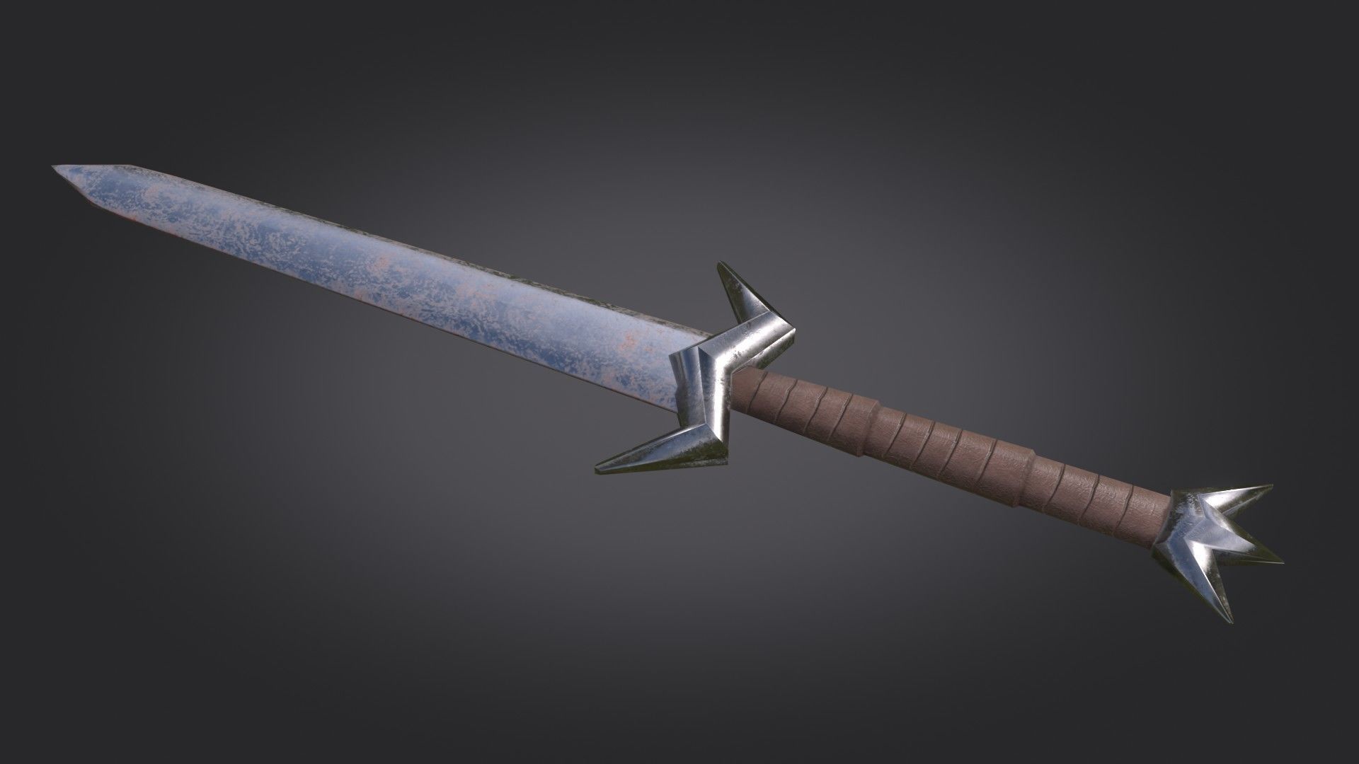 Stylized Medieval Sword melee weapon game ready Low-poly 3D model_5