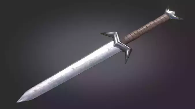 Stylized Medieval Sword melee weapon game ready Low-poly 3D model