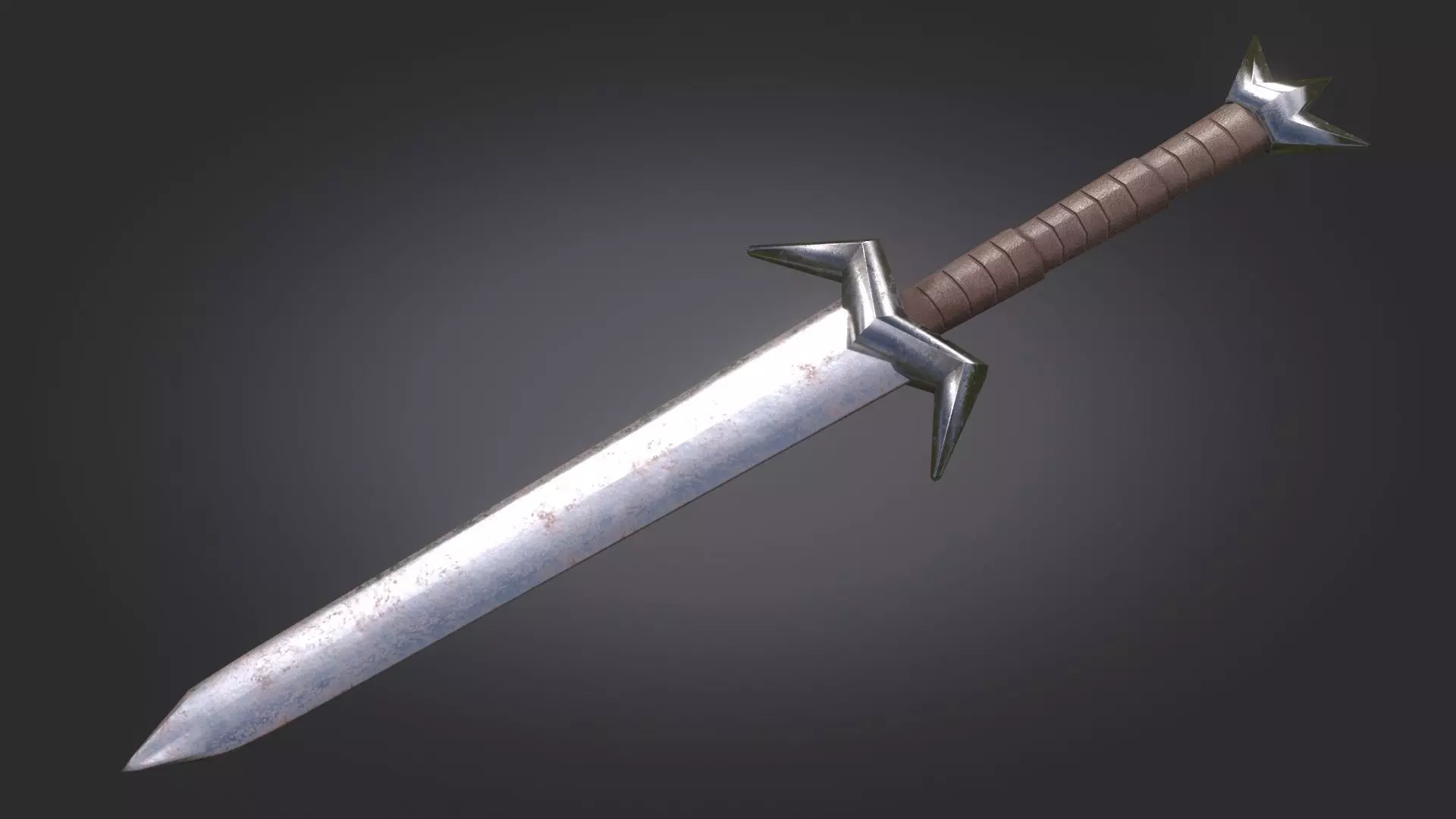 Stylized Medieval Sword melee weapon game ready Low-poly 3D model_0