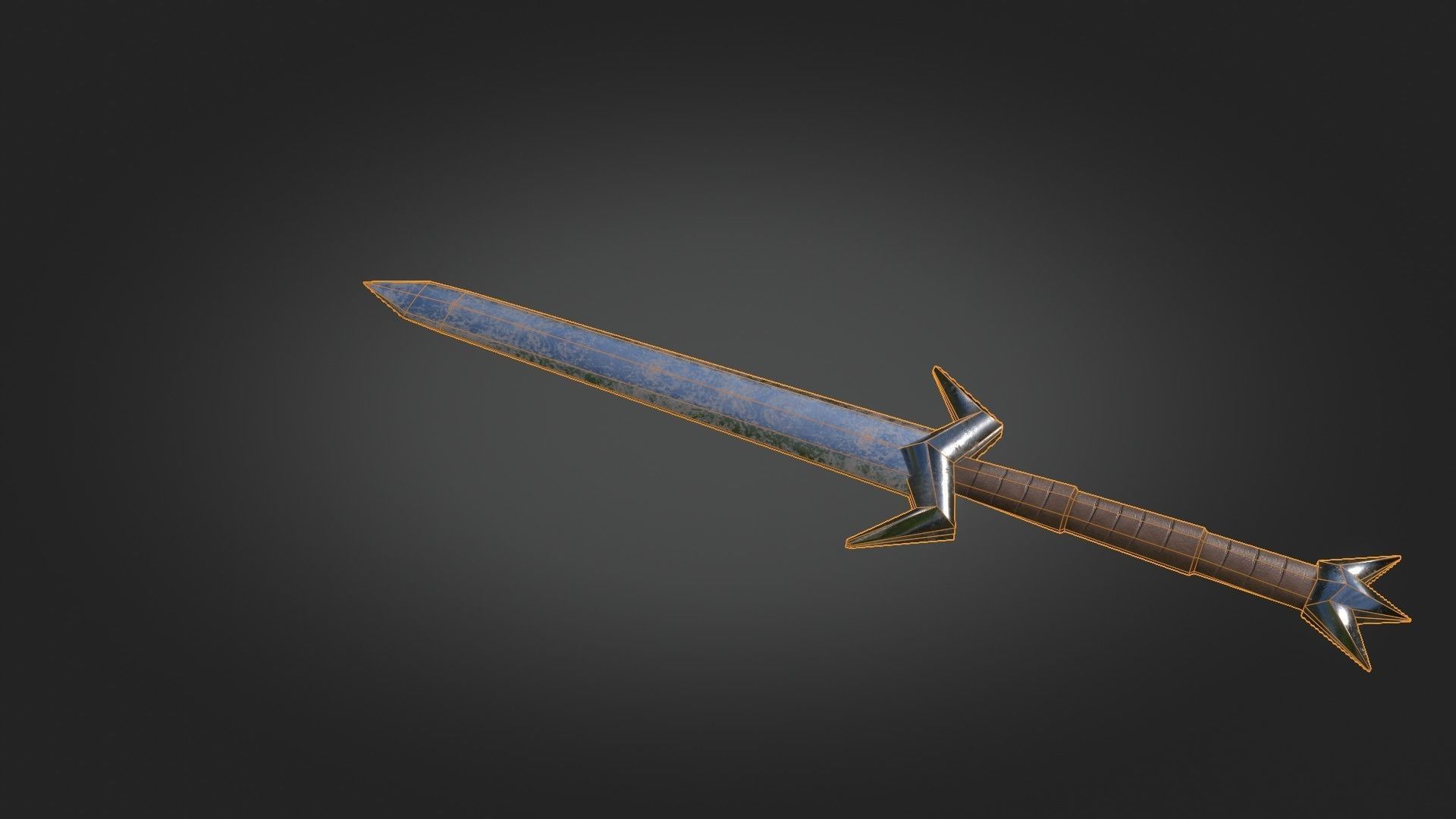 Stylized Medieval Sword melee weapon game ready Low-poly 3D model_8