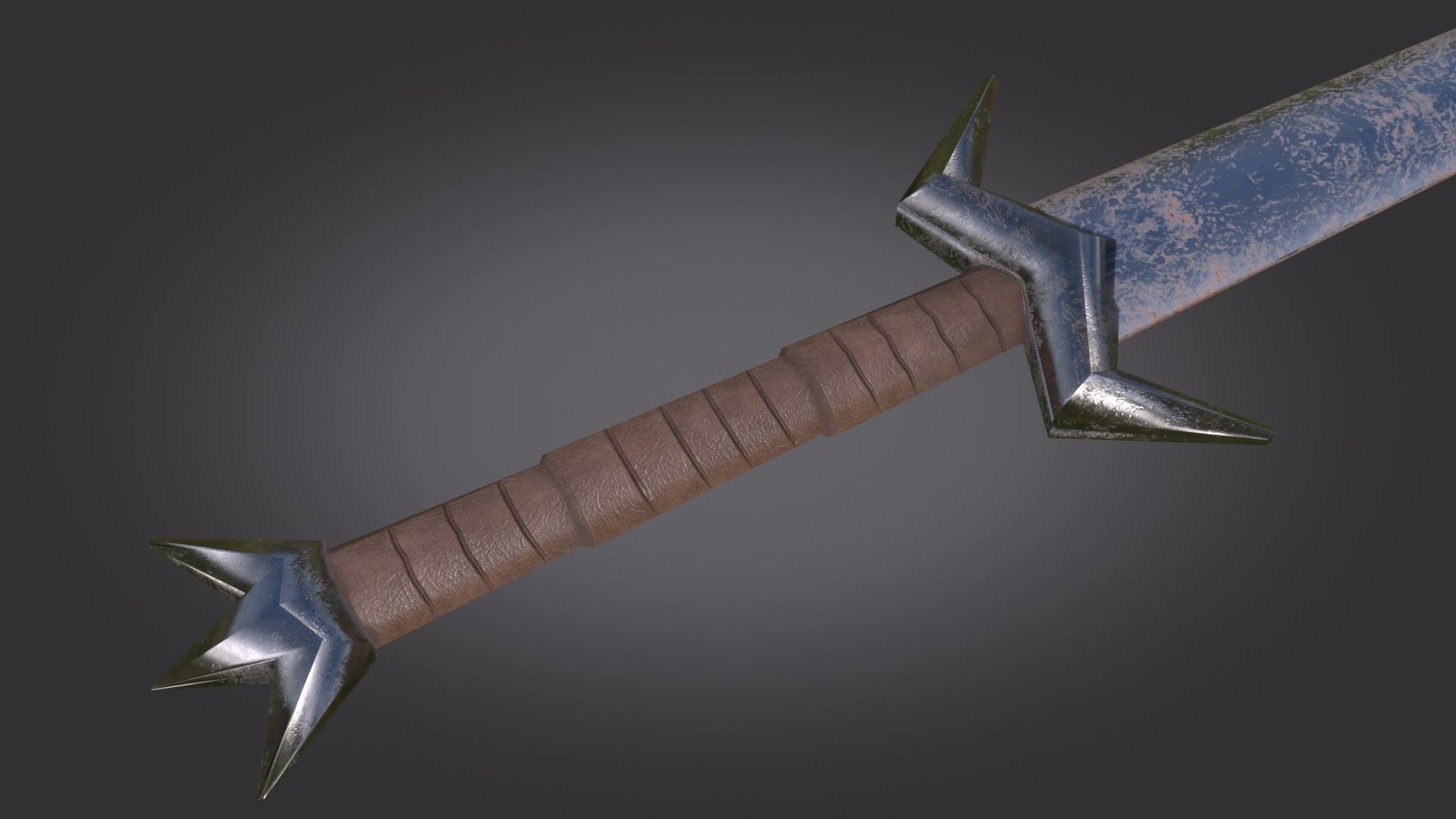 Stylized Medieval Sword melee weapon game ready Low-poly 3D model_7