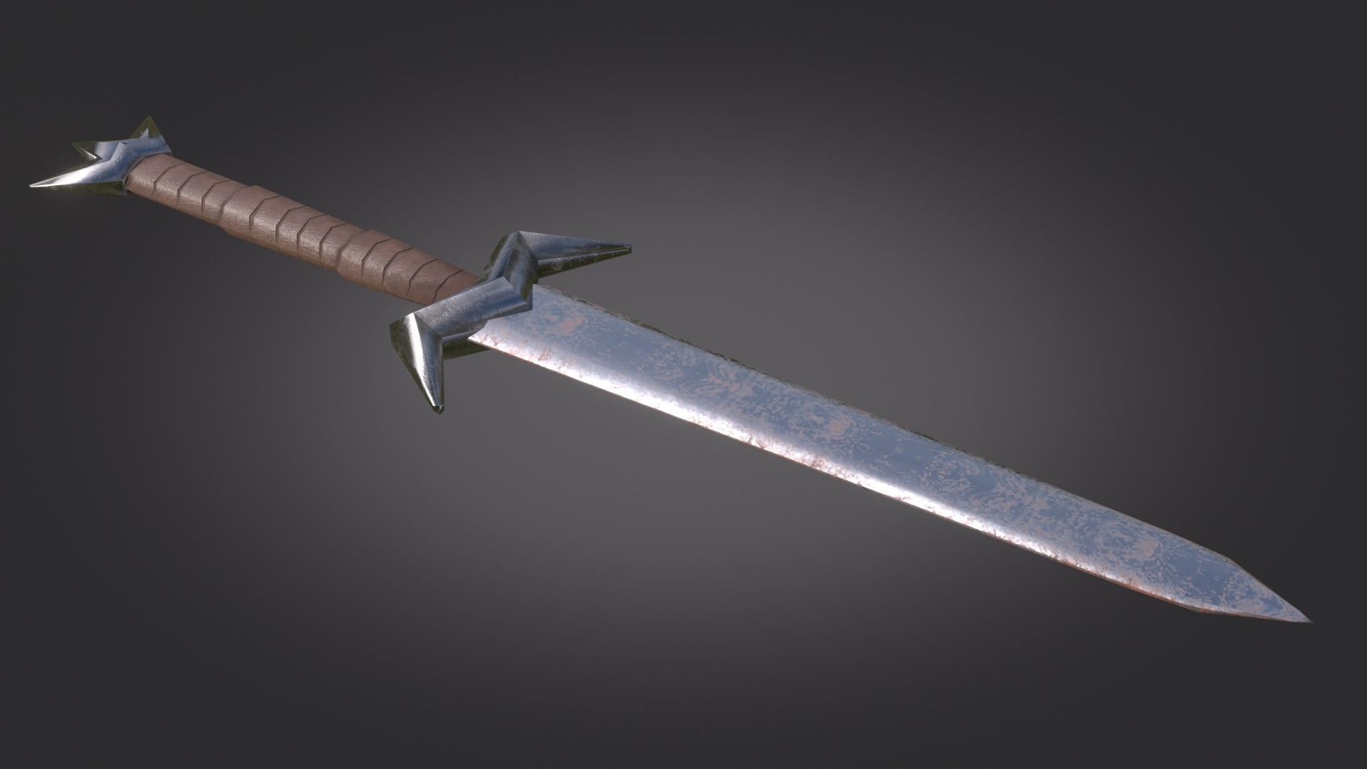 Stylized Medieval Sword melee weapon game ready Low-poly 3D model_3