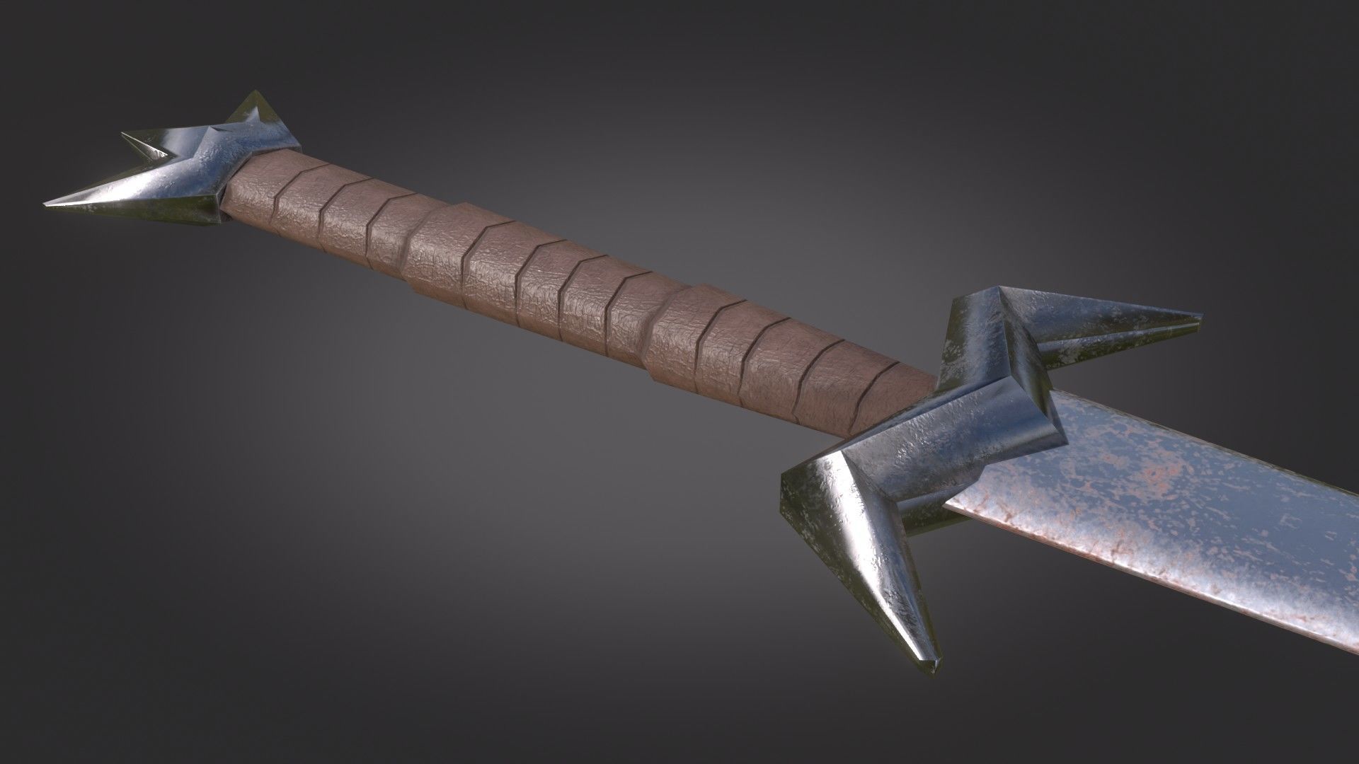 Stylized Medieval Sword melee weapon game ready Low-poly 3D model_2