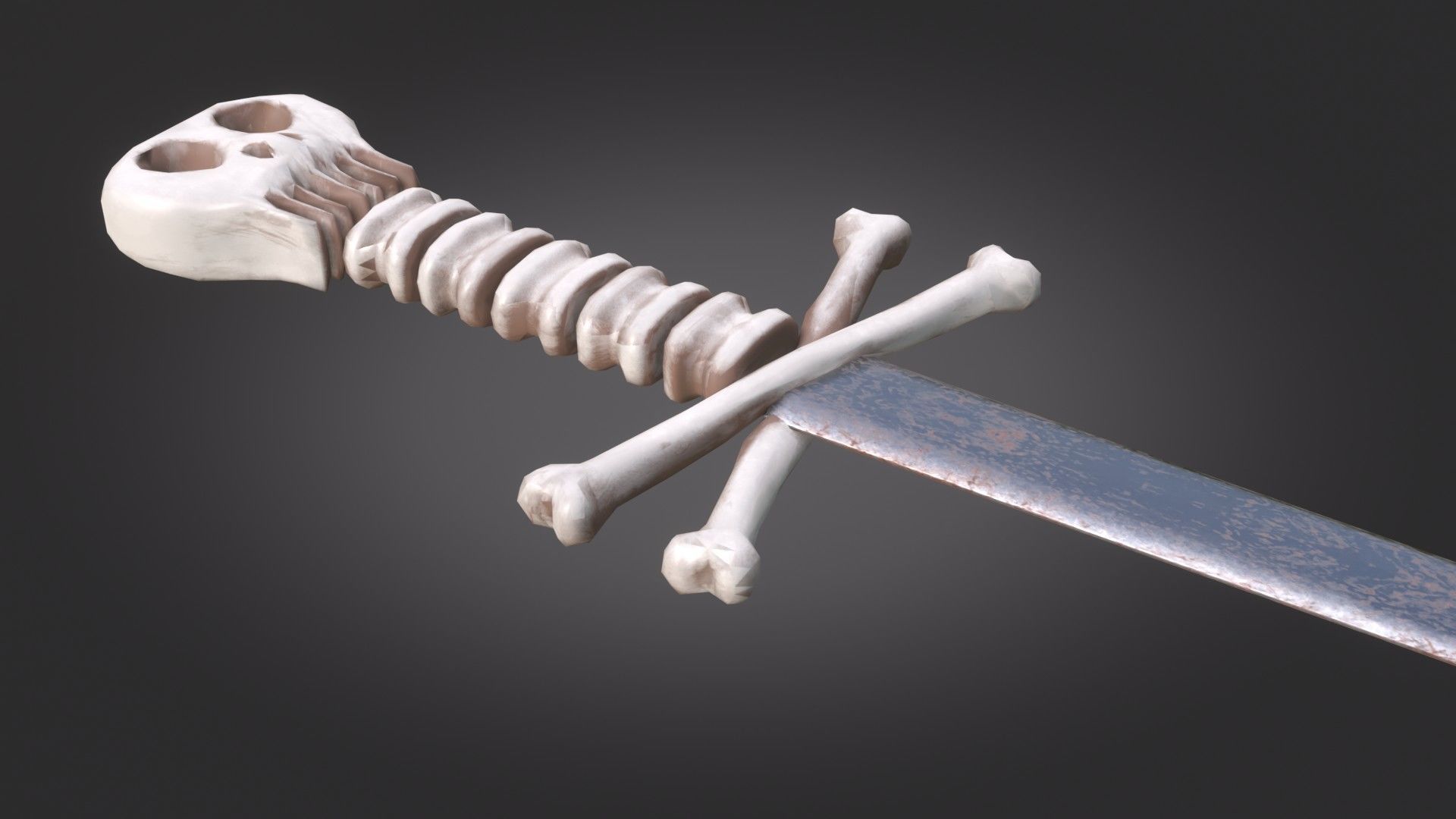 Stylized Medieval Sword melee weapon game ready Low-poly 3D model_5