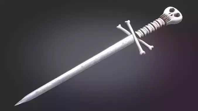 Stylized Medieval Sword melee weapon game ready Low-poly 3D model