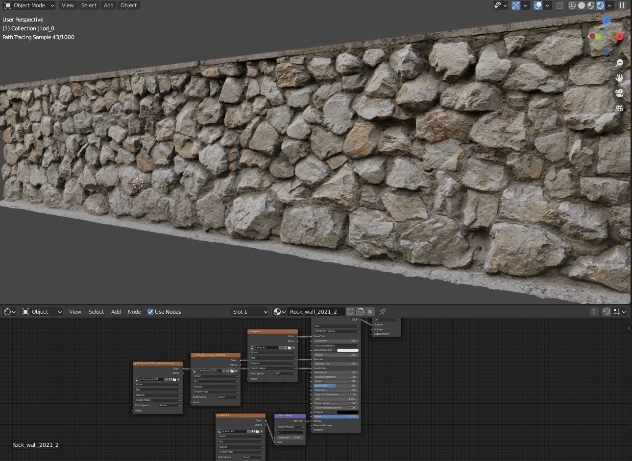 Wall Rock PBR  Low-poly 3D model_12
