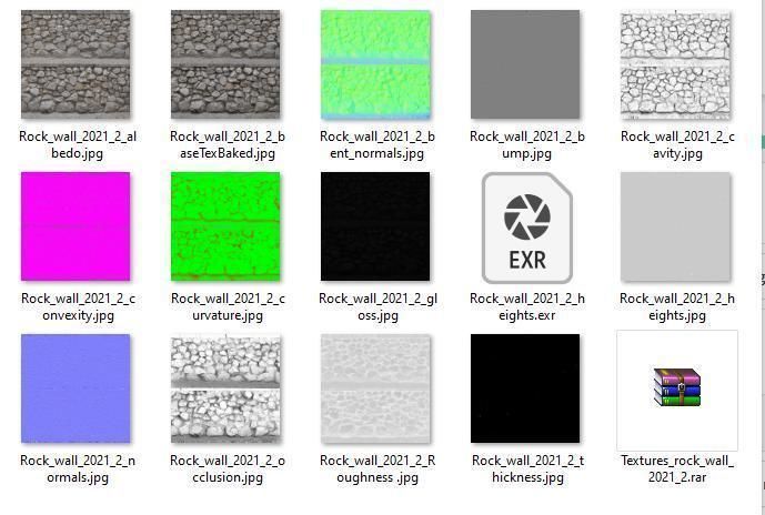 Wall Rock PBR  Low-poly 3D model_17