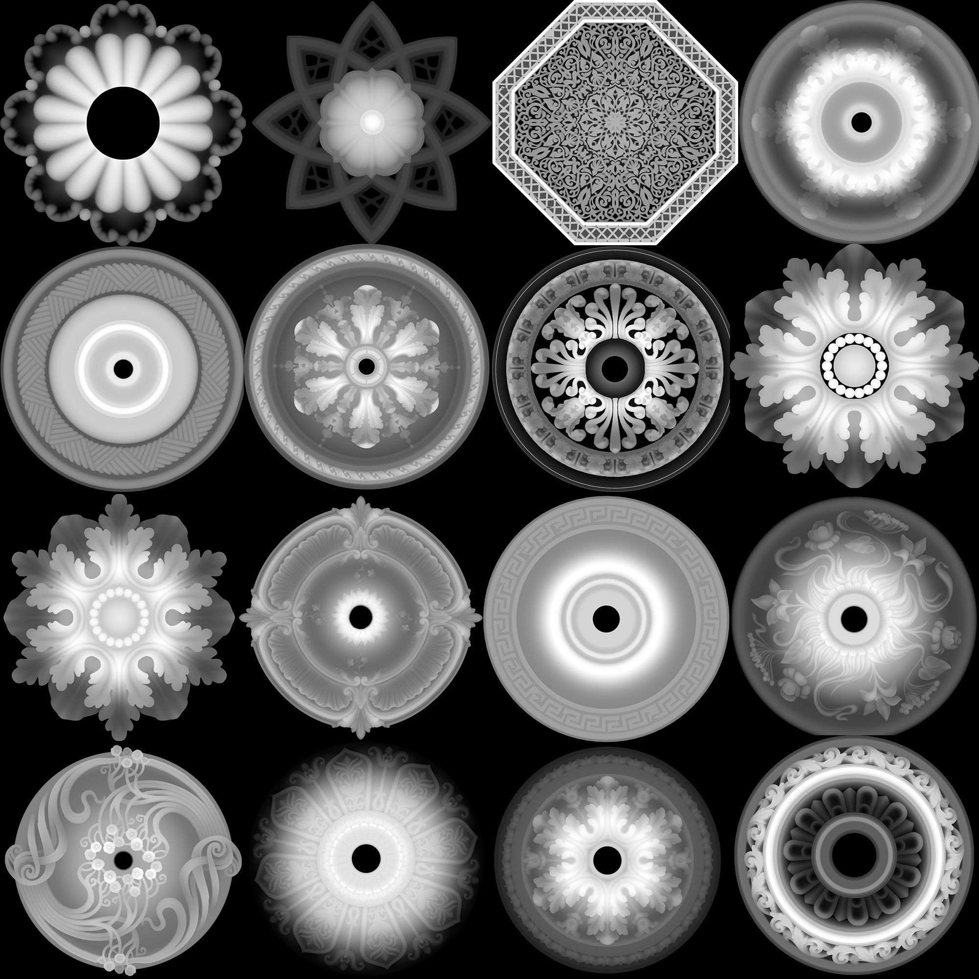 100 Ornament Alpha Brushes And Alphas  3D model_2