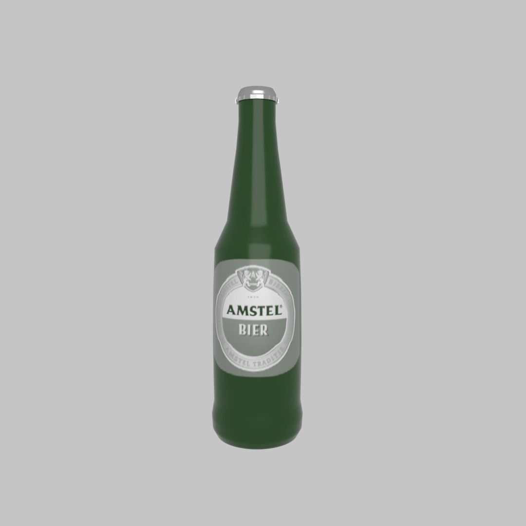 Beer bottle Low-poly 3D model_7