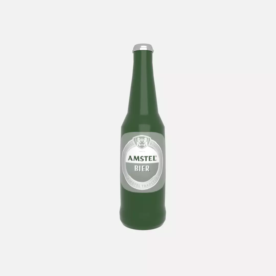 Beer bottle Low-poly 3D model_0