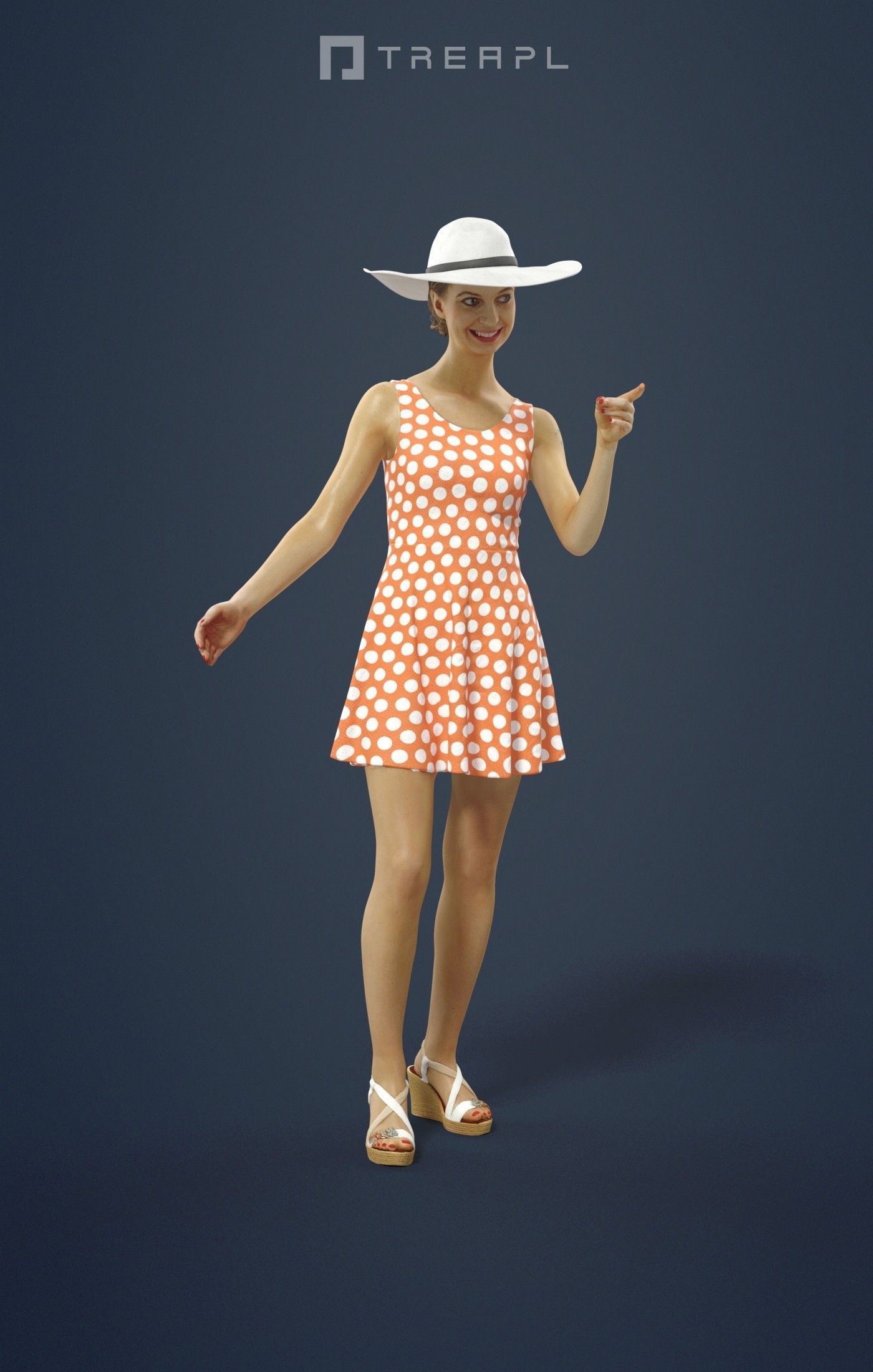 3d crowds And foreground woman Aspiration walking Hat 3D Model Collection_20