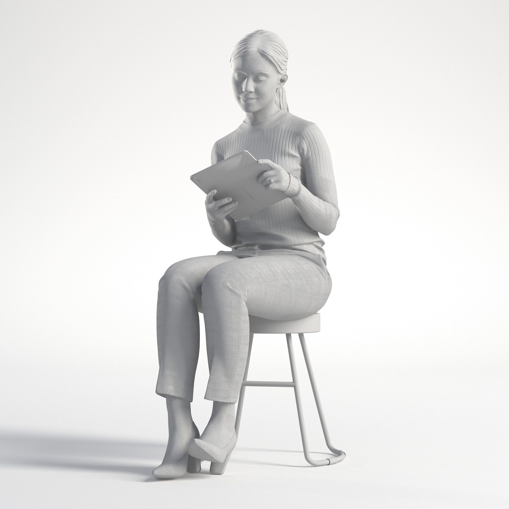 Woman Business Casual Sitting Low poly Kelly 1951 3D model_8