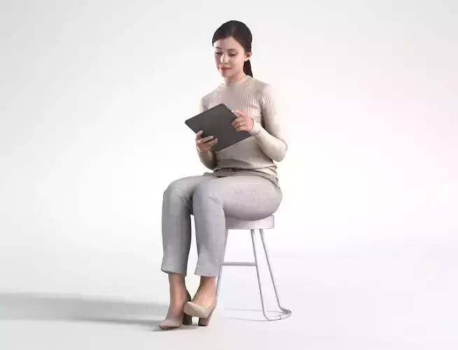 Woman Business Casual Sitting Low poly Kelly 1951 3D model