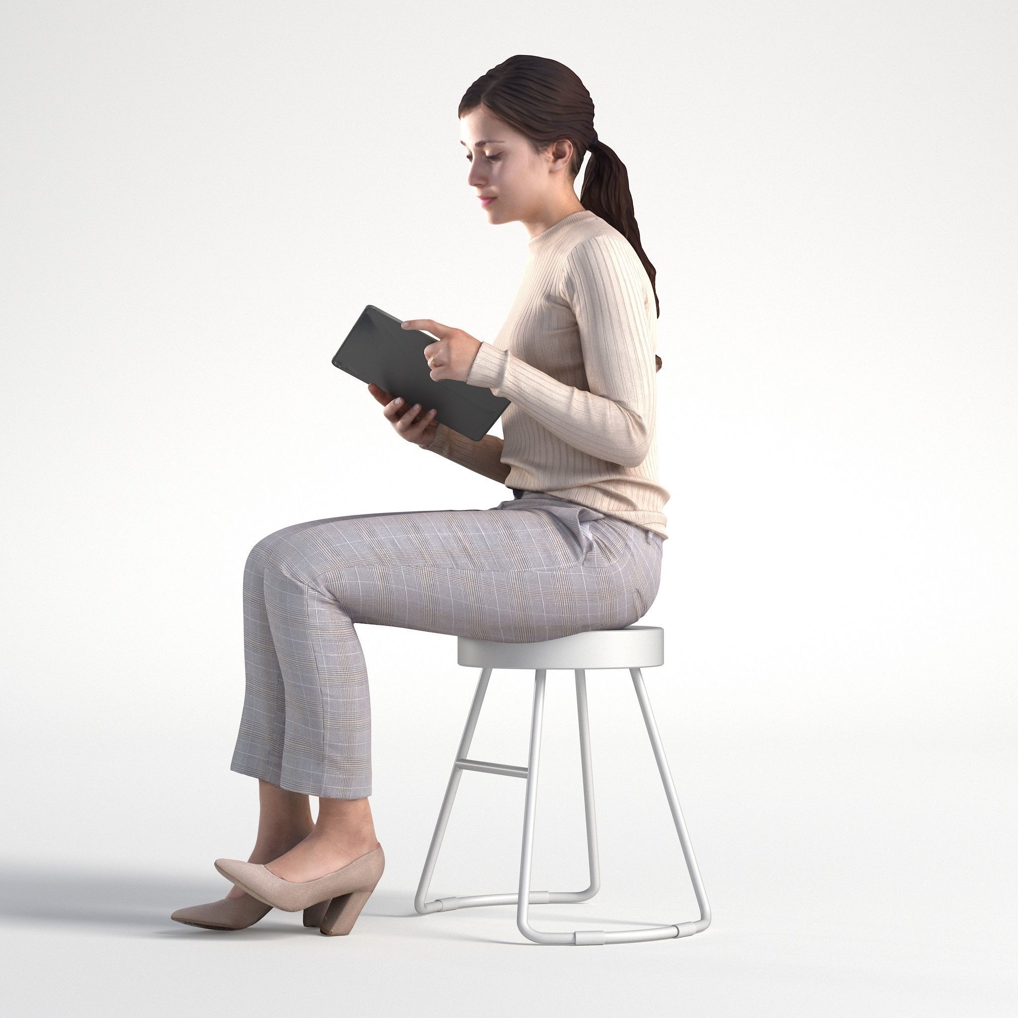 Woman Business Casual Sitting Low poly Kelly 1951 3D model_7