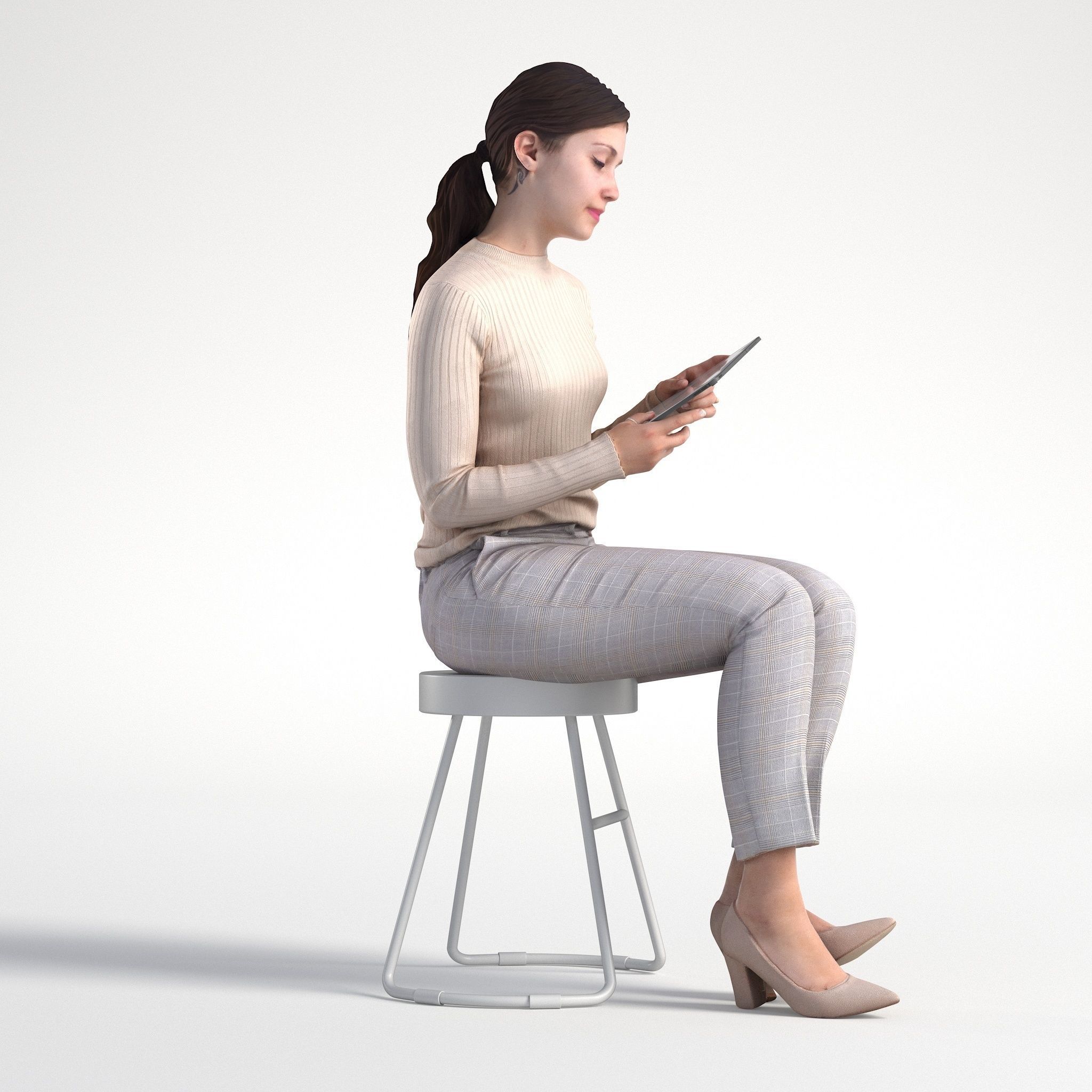 Woman Business Casual Sitting Low poly Kelly 1951 3D model_2