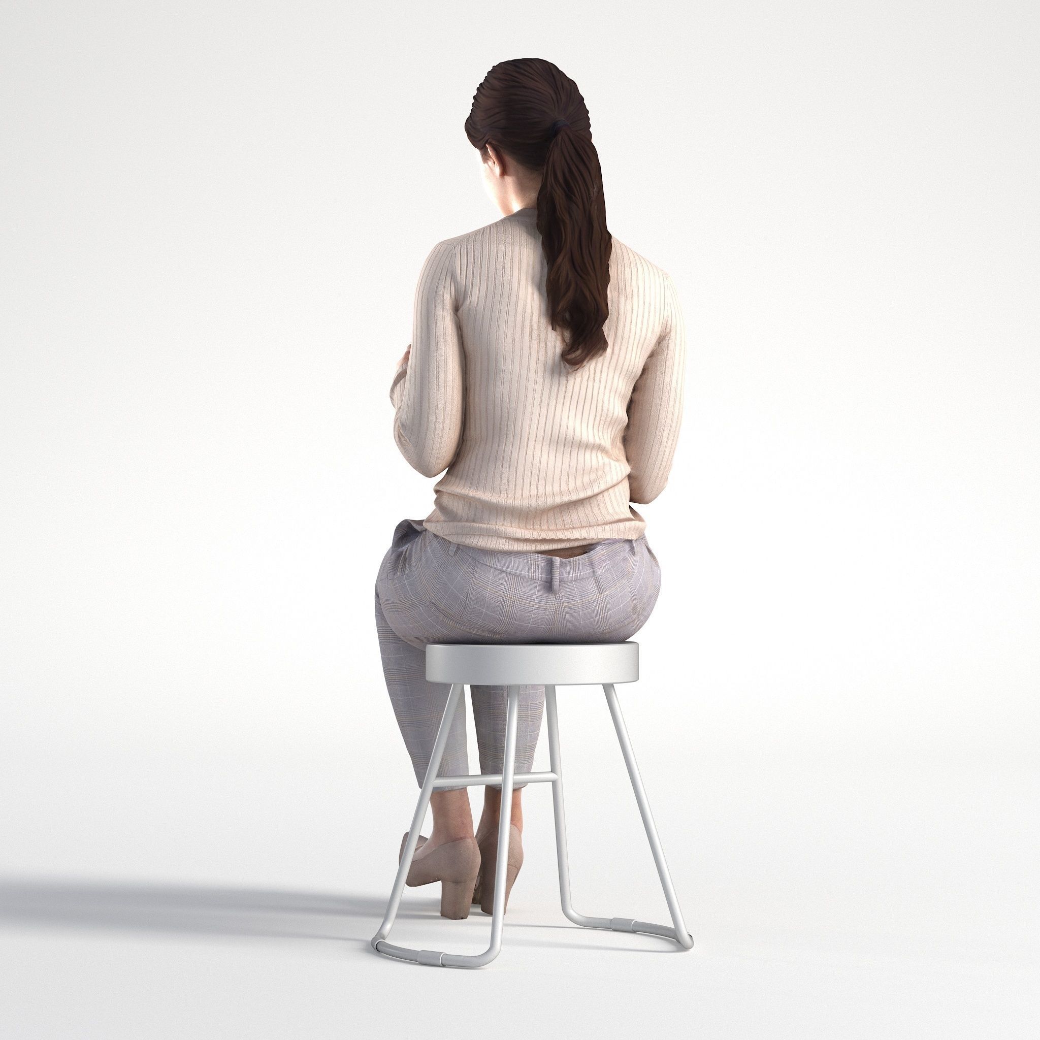 Woman Business Casual Sitting Low poly Kelly 1951 3D model_5