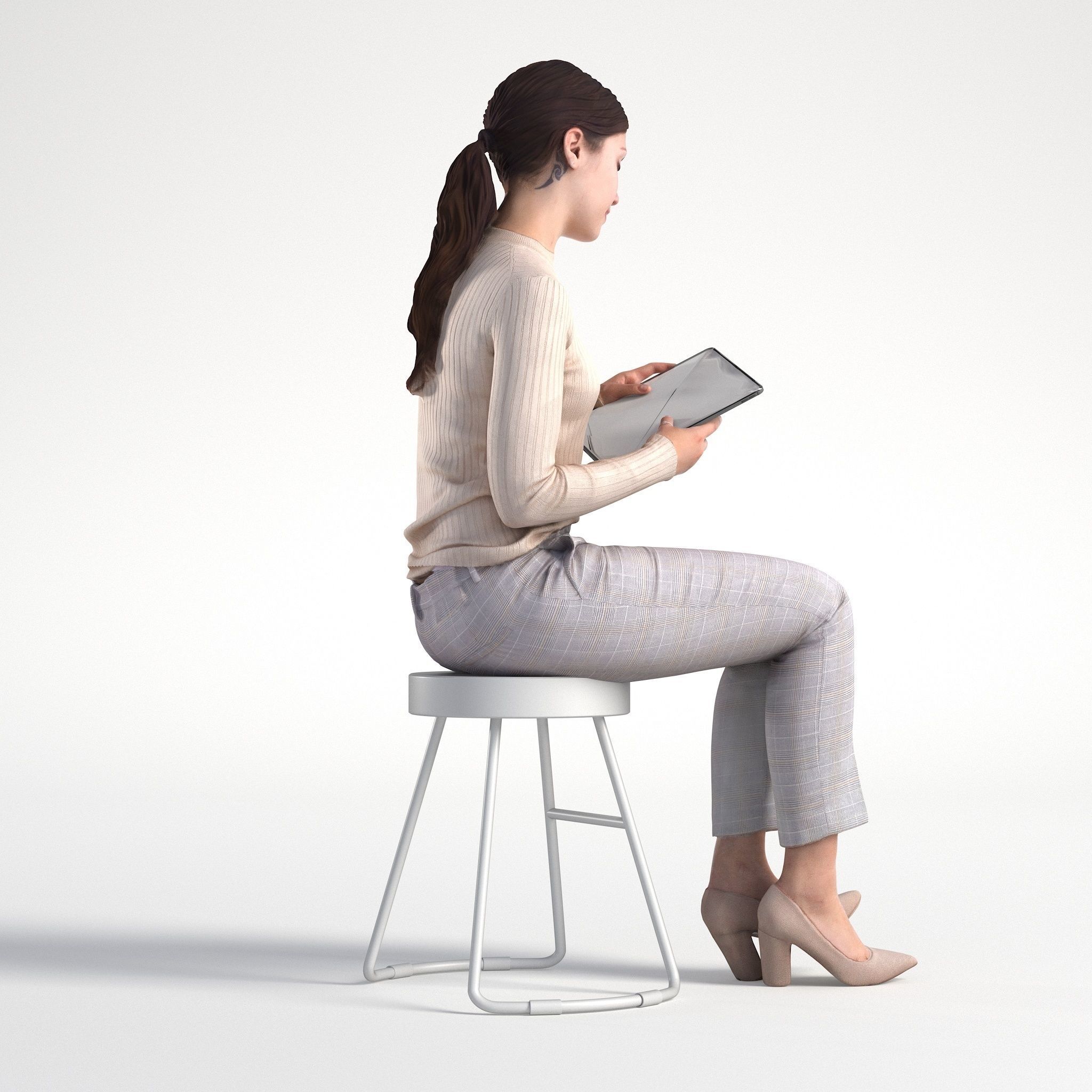 Woman Business Casual Sitting Low poly Kelly 1951 3D model_3