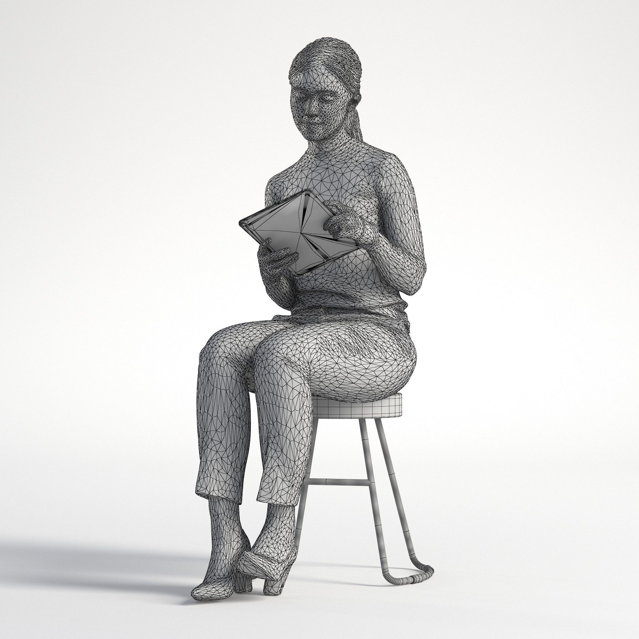 Woman Business Casual Sitting Low poly Kelly 1951 3D model_9
