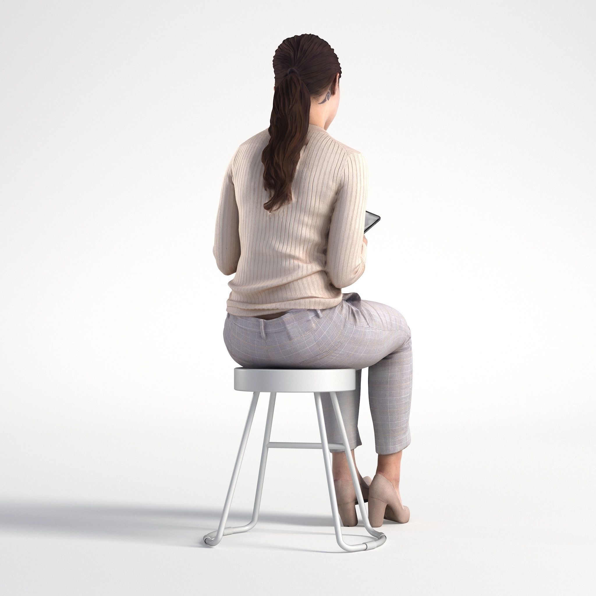 Woman Business Casual Sitting Low poly Kelly 1951 3D model_4