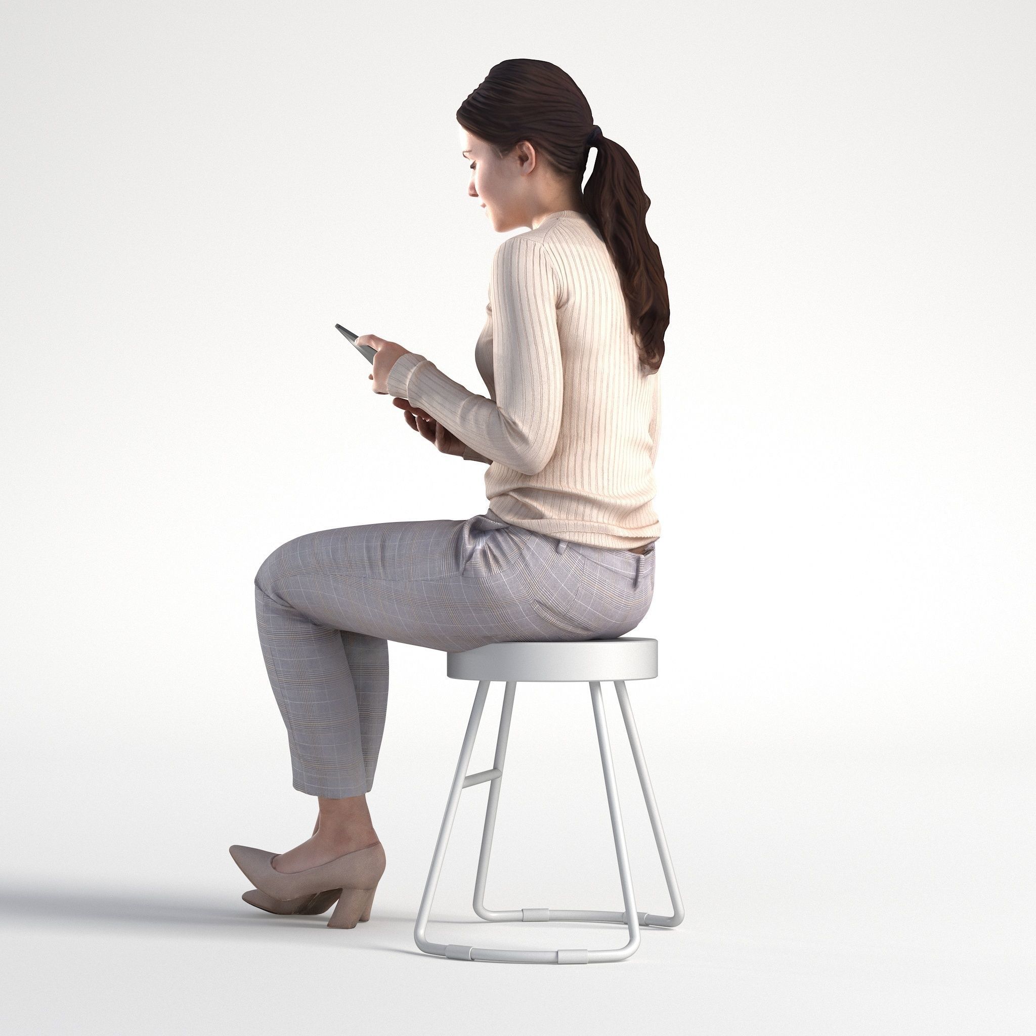 Woman Business Casual Sitting Low poly Kelly 1951 3D model_6