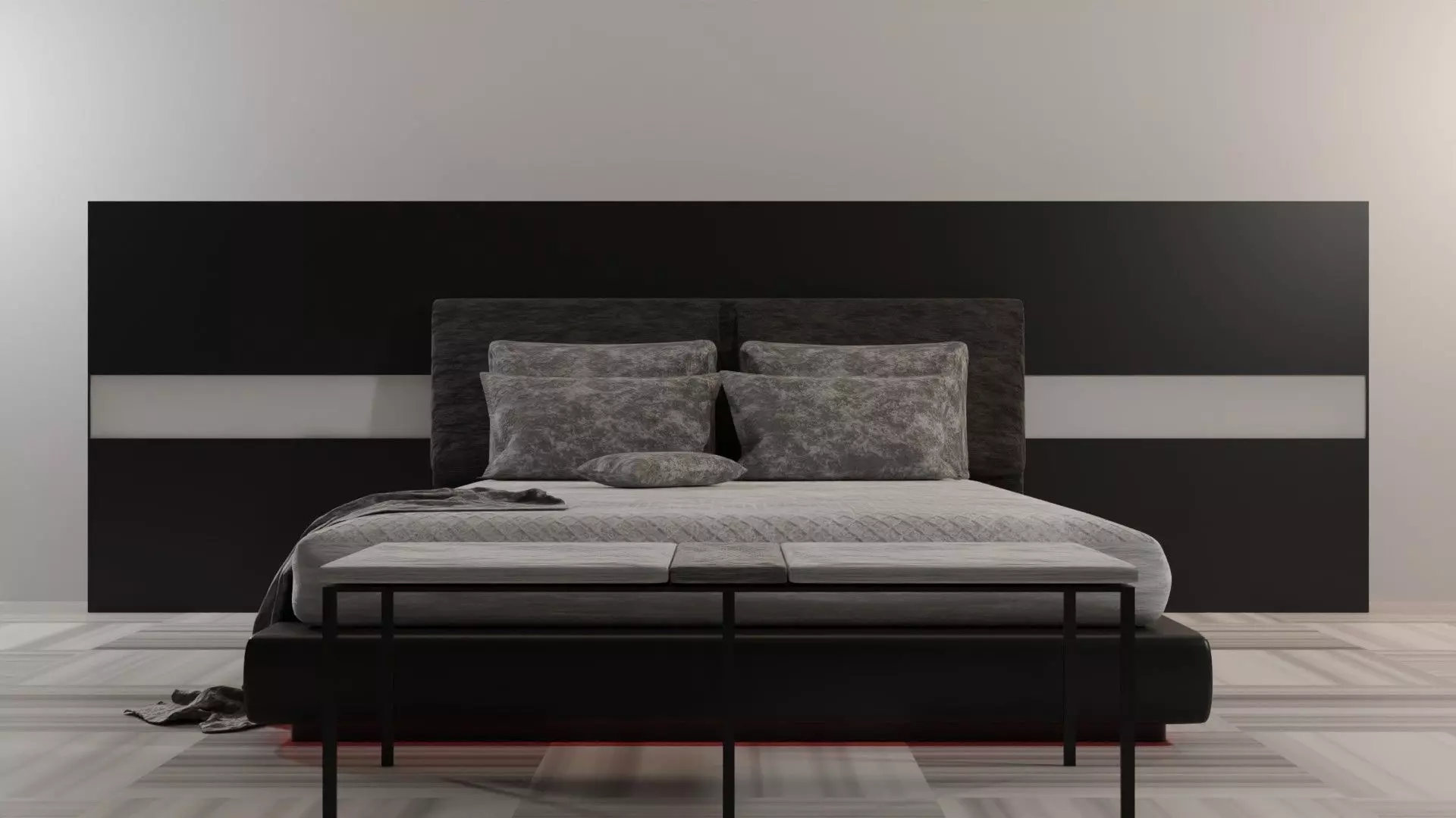 modern bed Free 3D model_0