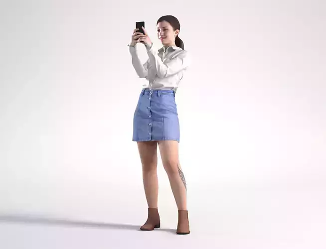 Woman Casual Standing with Phone Low poly Kelly 1960 3D model