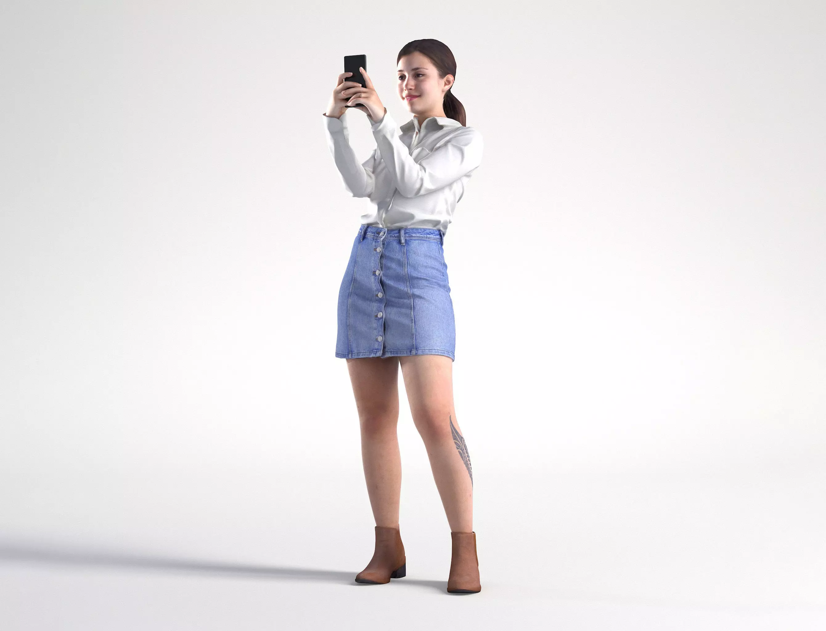 Woman Casual Standing with Phone Low poly Kelly 1960 3D model_0