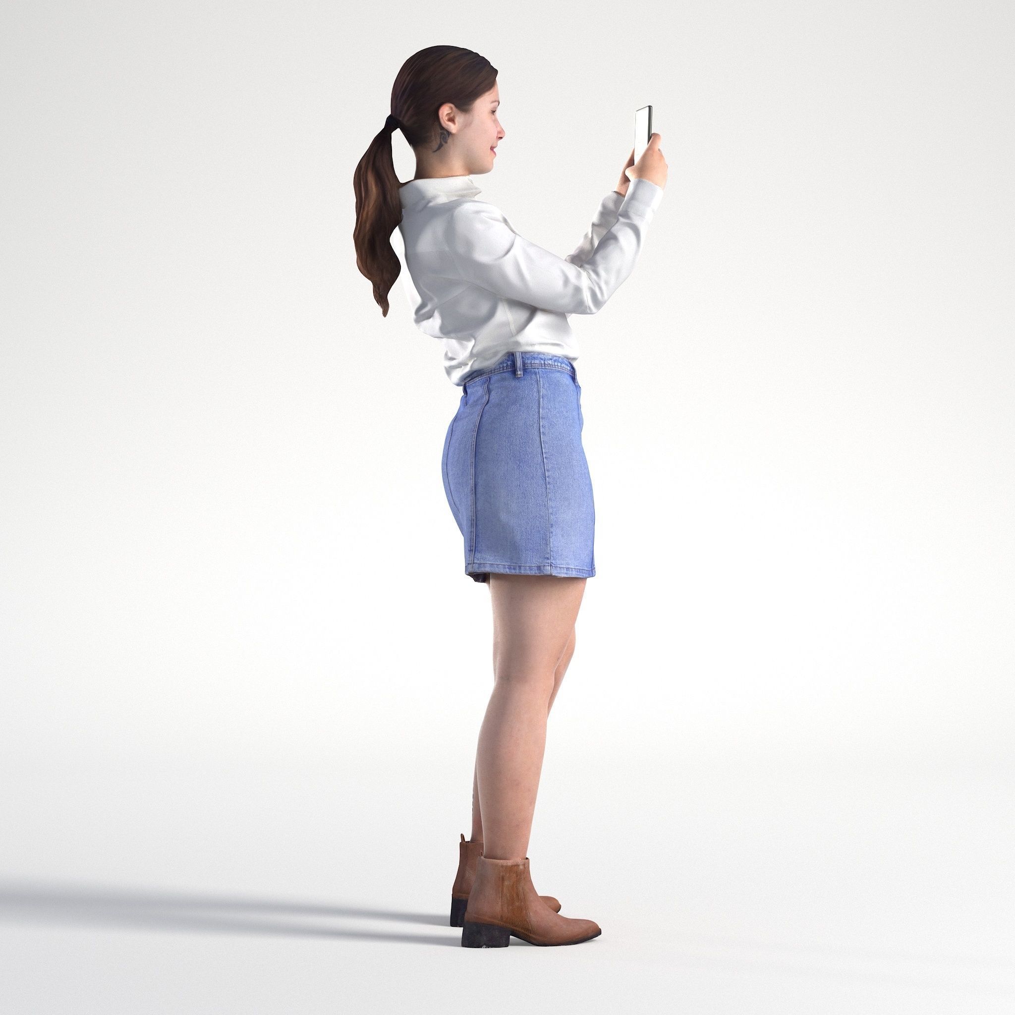 Woman Casual Standing with Phone Low poly Kelly 1960 3D model_3