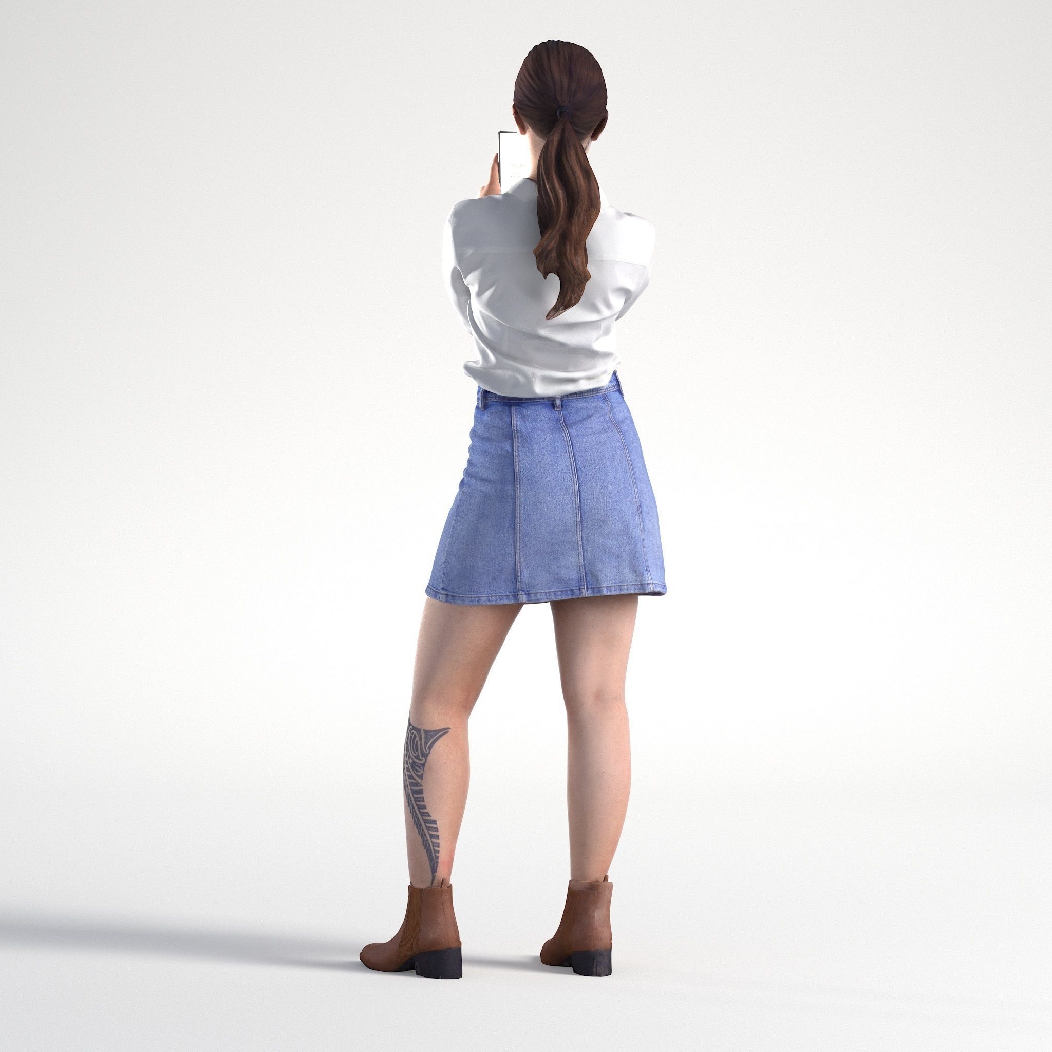Woman Casual Standing with Phone Low poly Kelly 1960 3D model_5