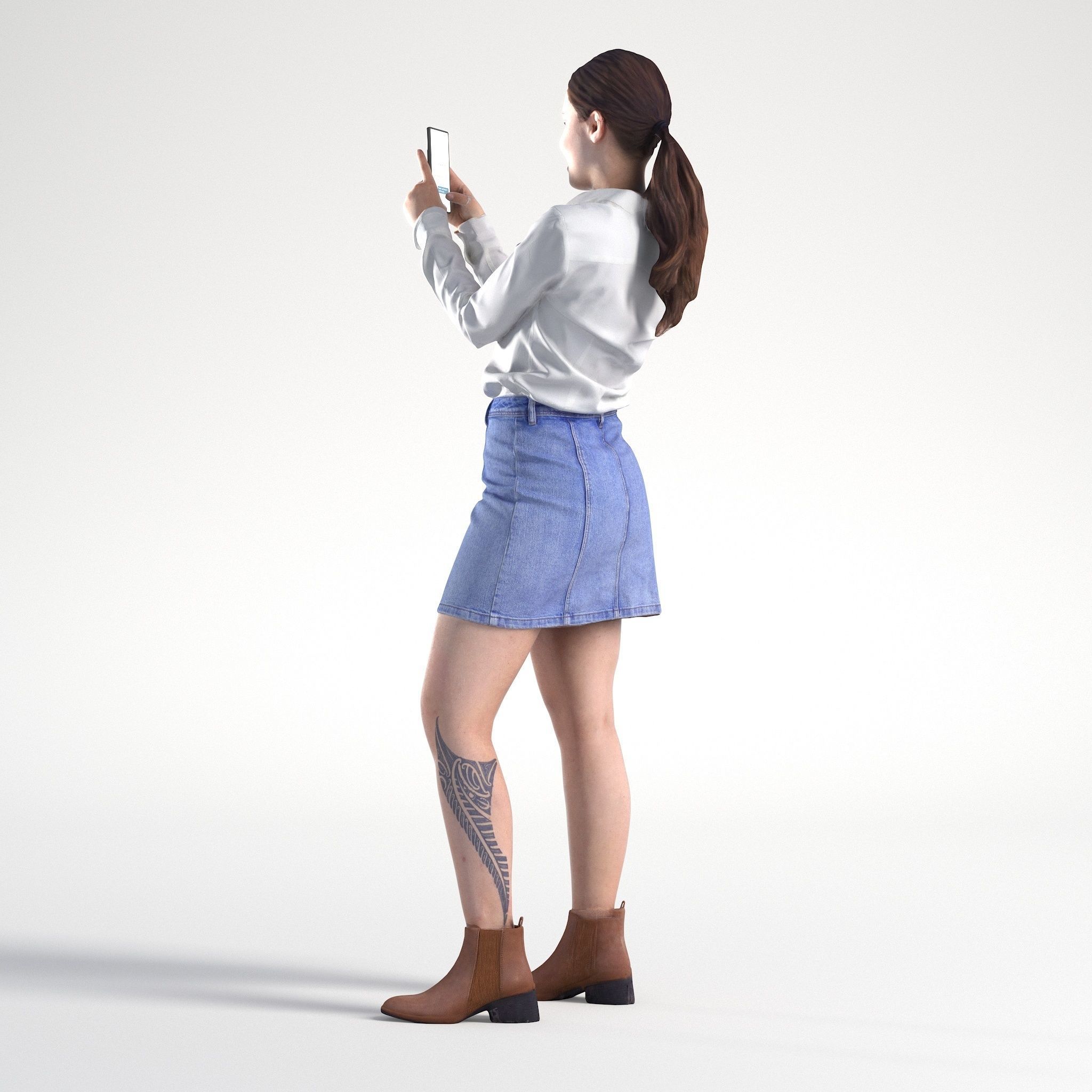 Woman Casual Standing with Phone Low poly Kelly 1960 3D model_6