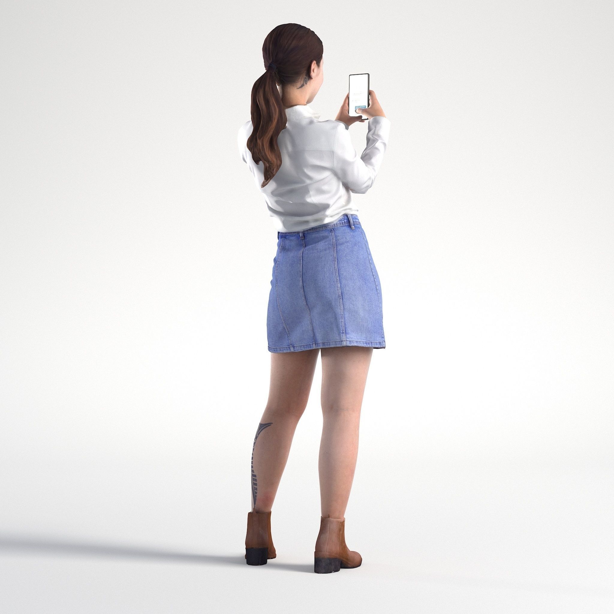 Woman Casual Standing with Phone Low poly Kelly 1960 3D model_4