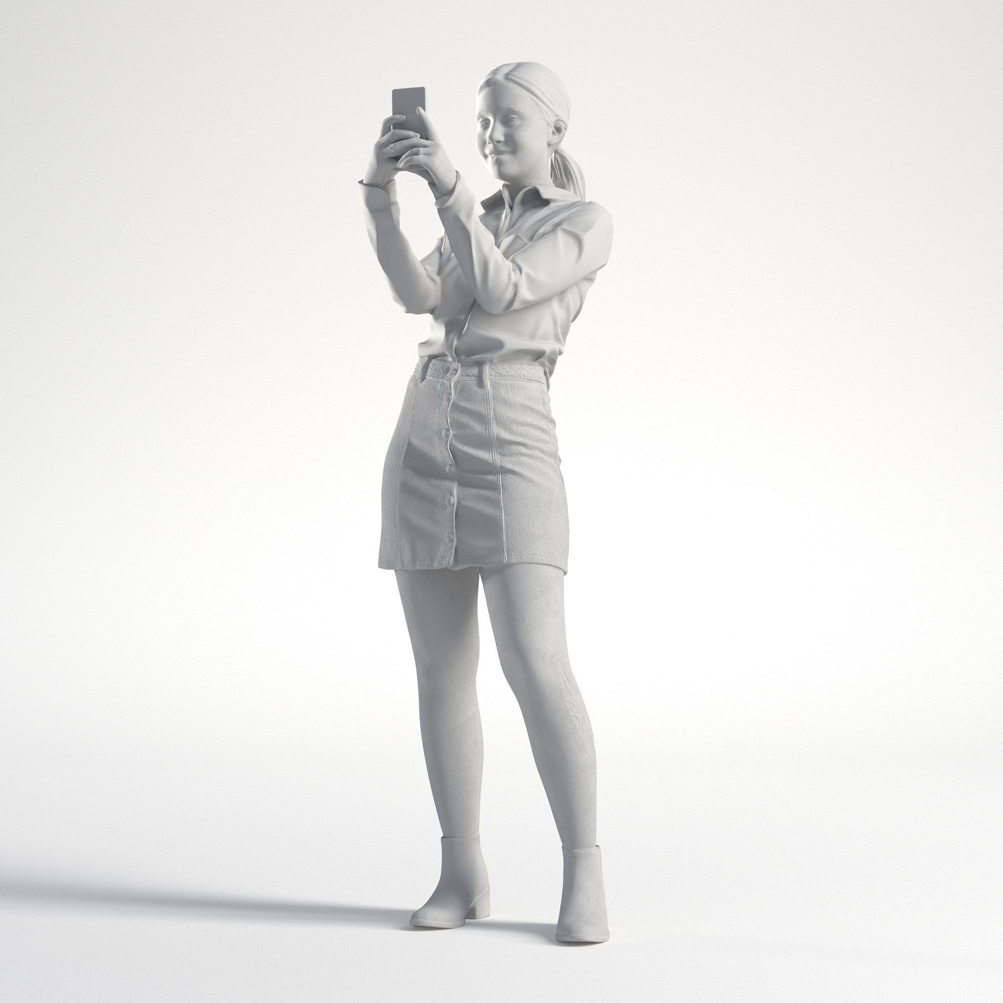 Woman Casual Standing with Phone Low poly Kelly 1960 3D model_8