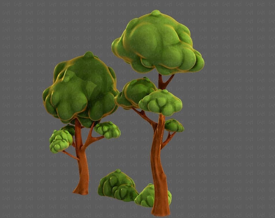 Trees Cartoon V09 Low-poly 3D model_4
