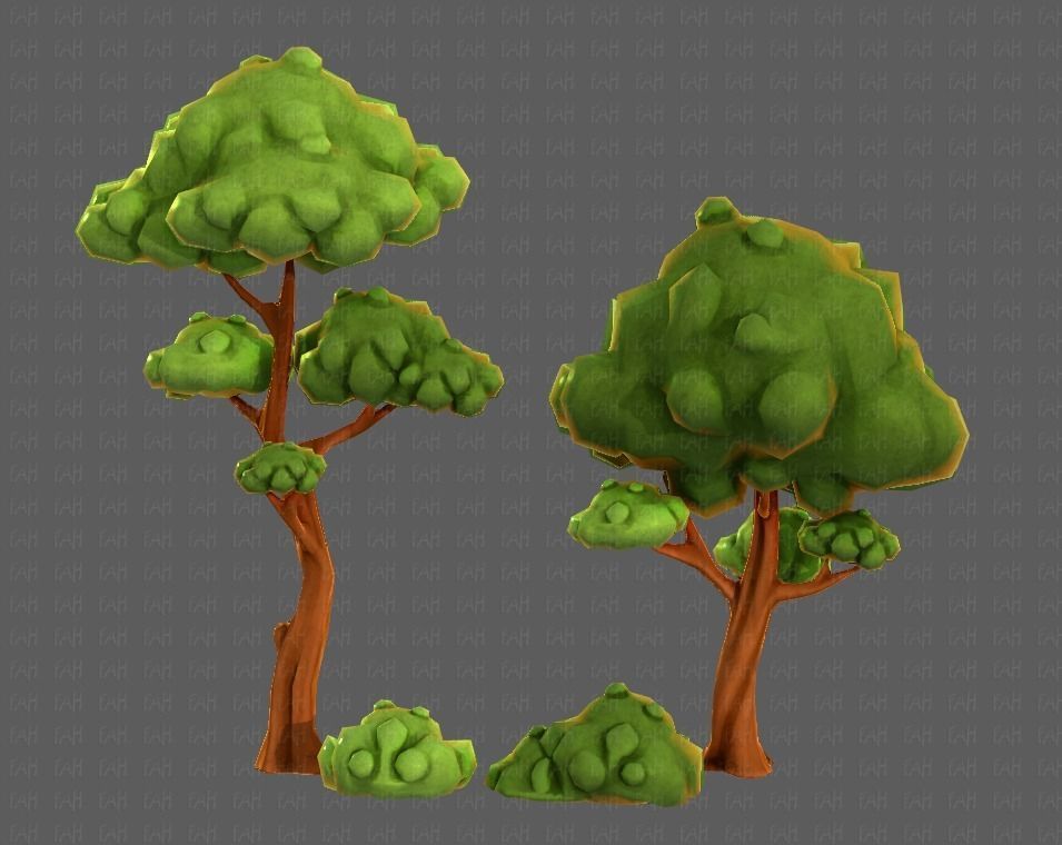 Trees Cartoon V09 Low-poly 3D model_17