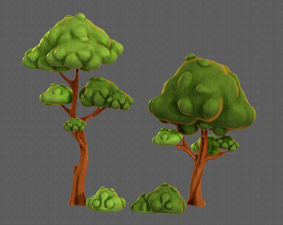 Trees Cartoon V09 Low-poly 3D model_1