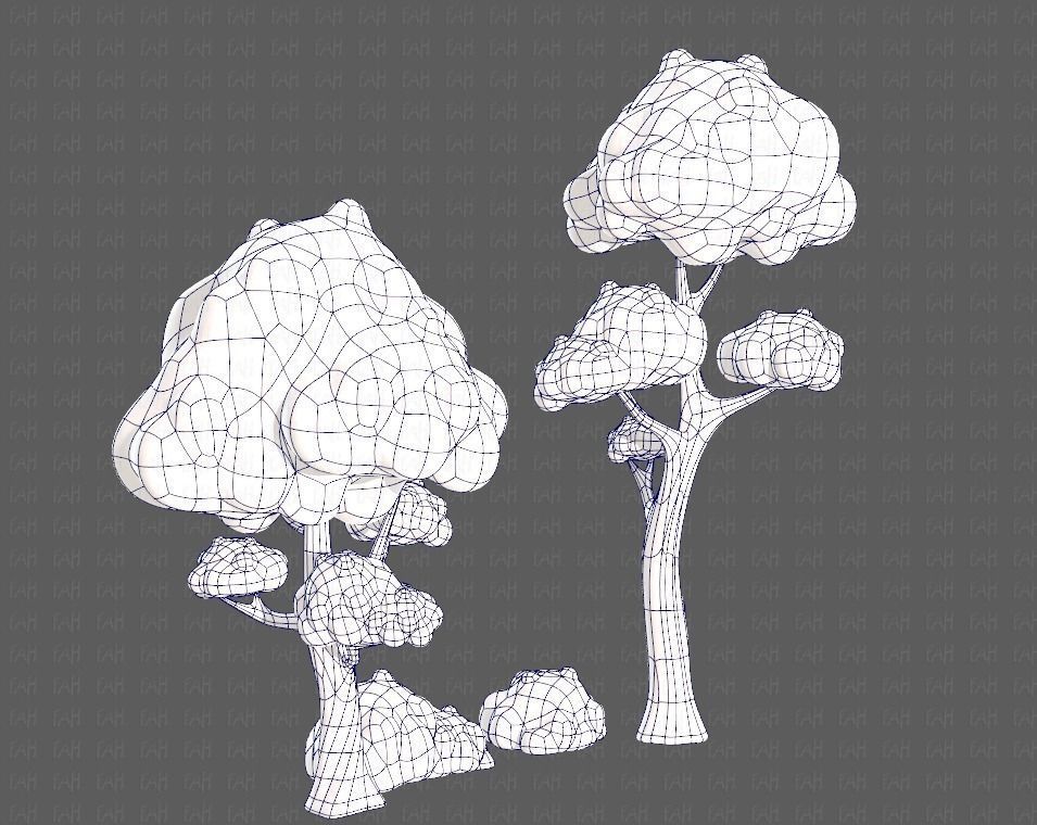Trees Cartoon V09 Low-poly 3D model_14