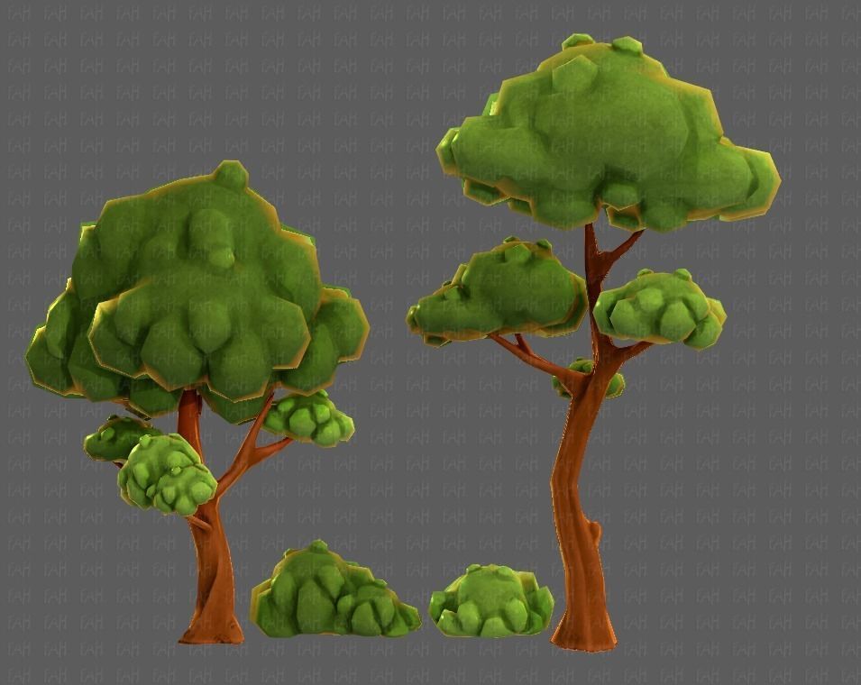 Trees Cartoon V09 Low-poly 3D model_21