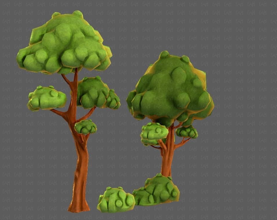 Trees Cartoon V09 Low-poly 3D model_18