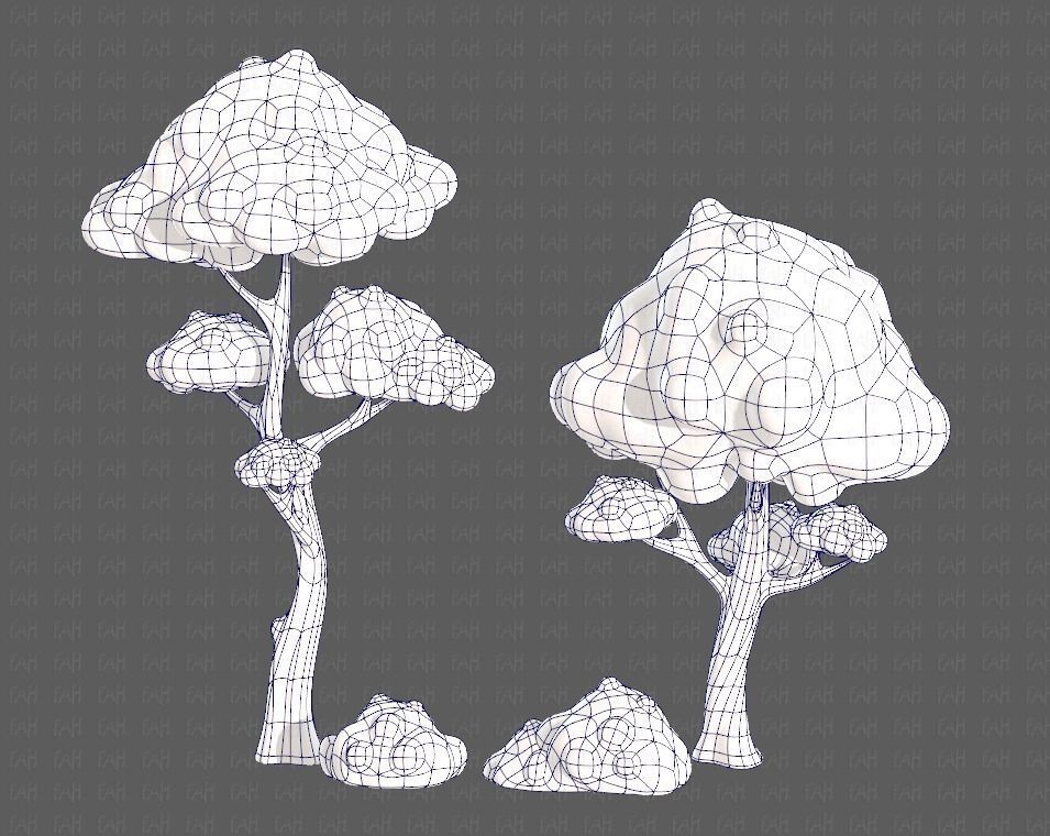 Trees Cartoon V09 Low-poly 3D model_9