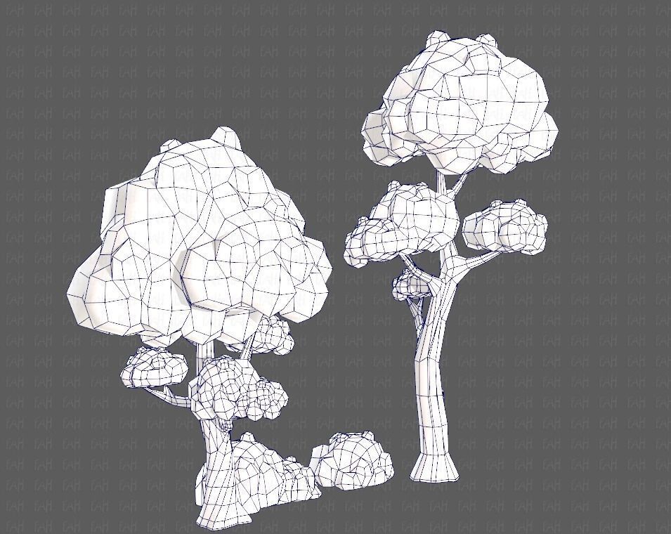 Trees Cartoon V09 Low-poly 3D model_30