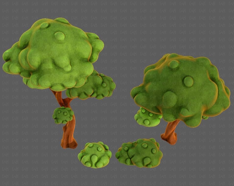 Trees Cartoon V09 Low-poly 3D model_33