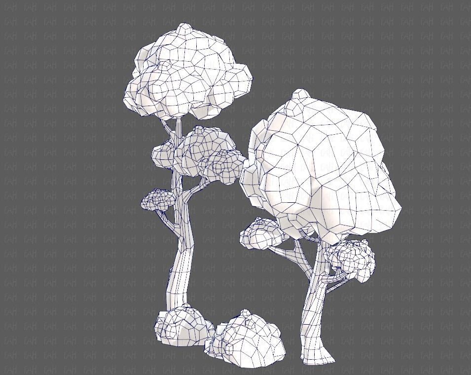 Trees Cartoon V09 Low-poly 3D model_32