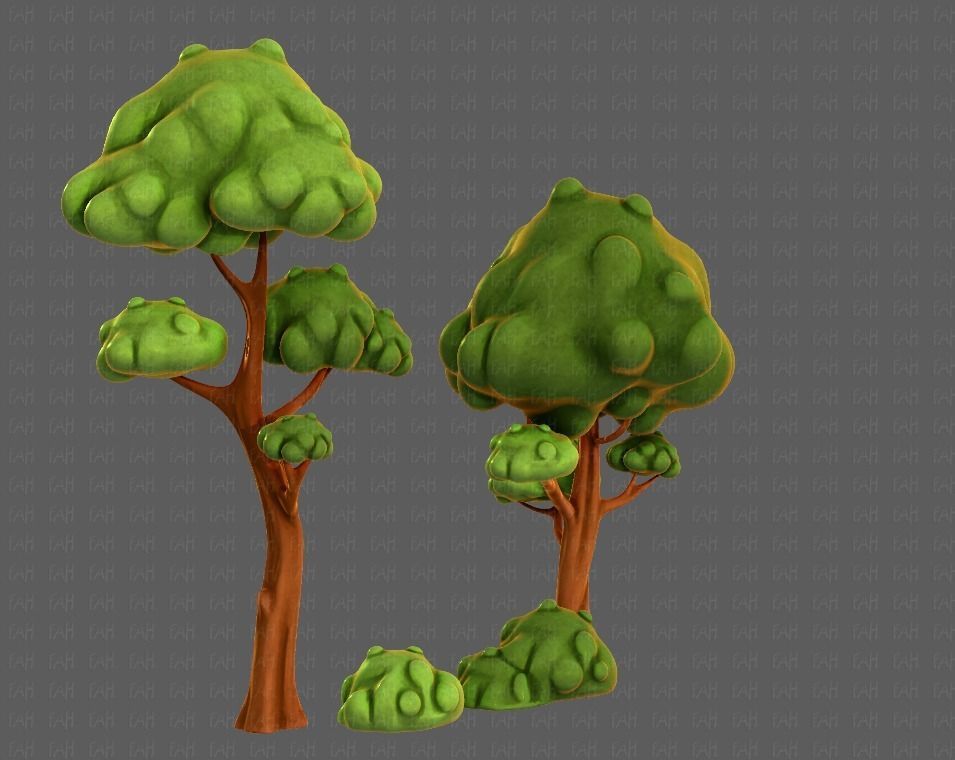 Trees Cartoon V09 Low-poly 3D model_2