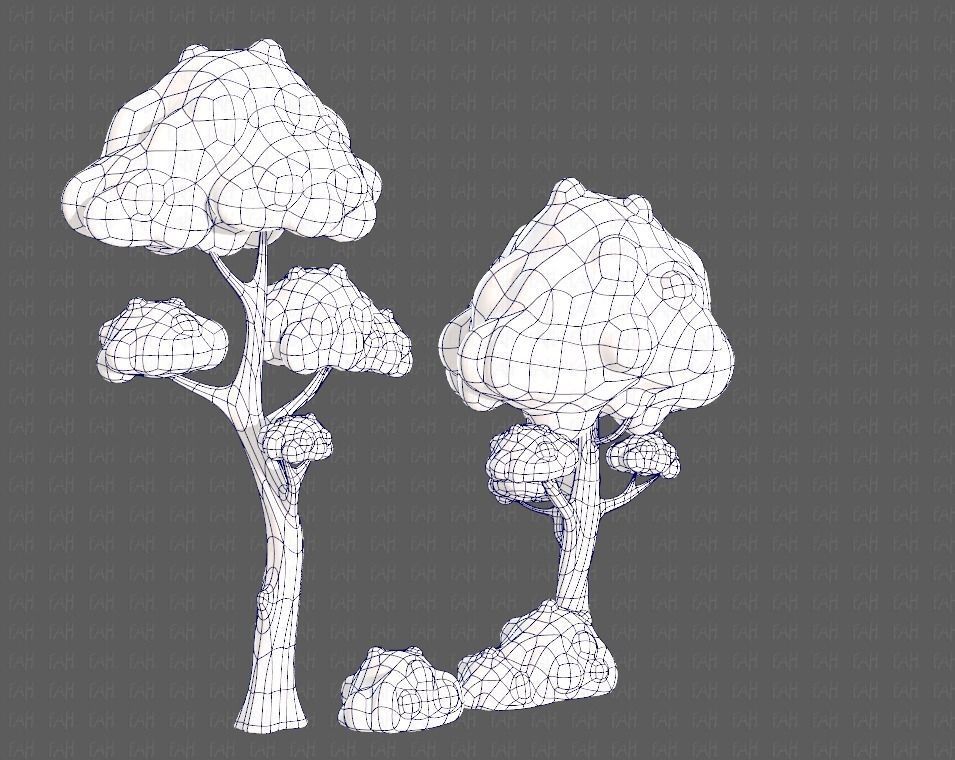 Trees Cartoon V09 Low-poly 3D model_10