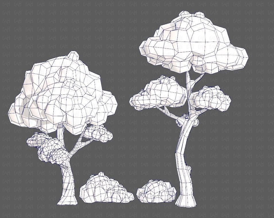 Trees Cartoon V09 Low-poly 3D model_29