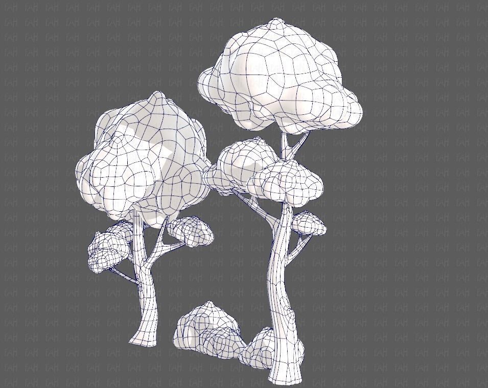 Trees Cartoon V09 Low-poly 3D model_12