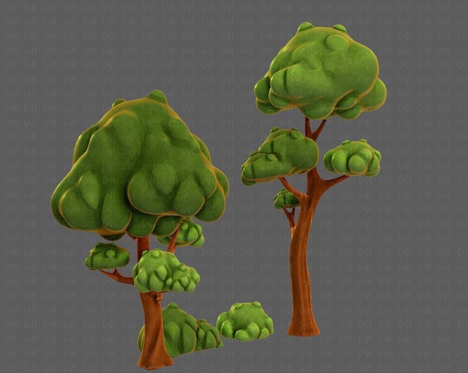 Trees Cartoon V09 Low-poly 3D model_6