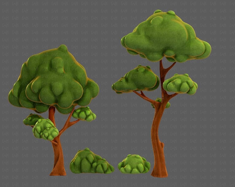 Trees Cartoon V09 Low-poly 3D model_5