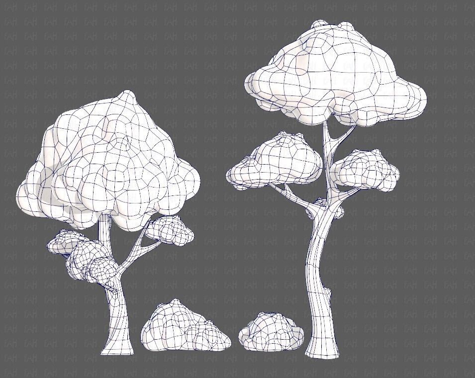 Trees Cartoon V09 Low-poly 3D model_13