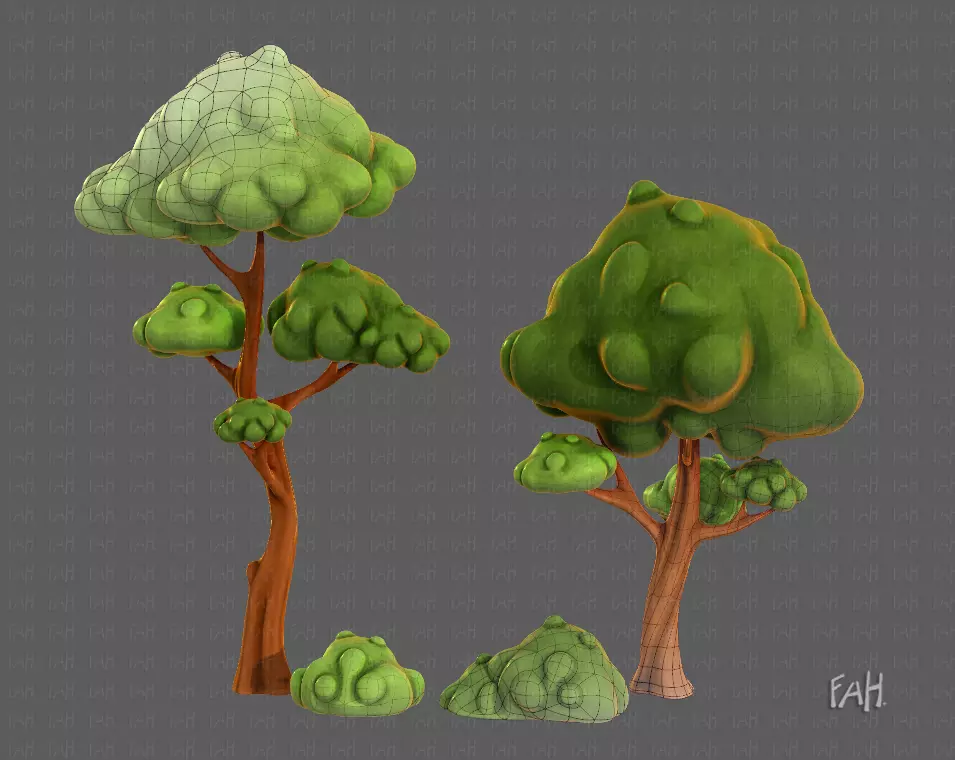 Trees Cartoon V09 Low-poly 3D model_0